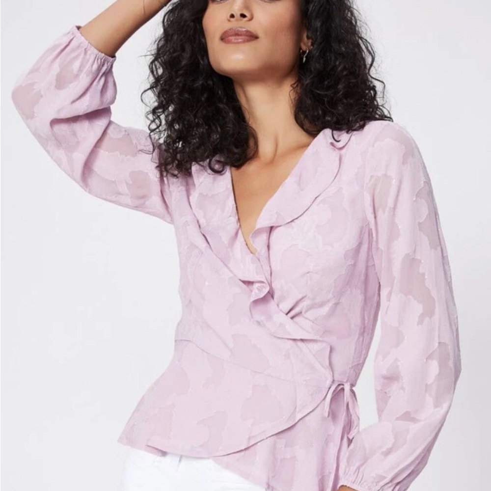 Paige Parsley Ruffled Silk Wrap Top in Fragrant Lilac Shadow